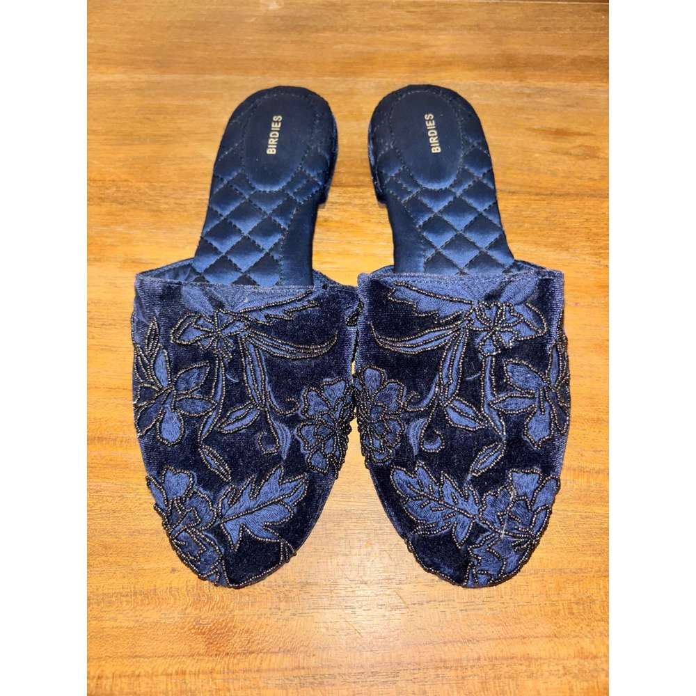 birdies beaded embroidered slipper mules Size 7